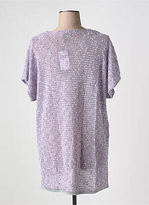 Pulover croială dreaptă mâneci scurte violet MAT. femeie