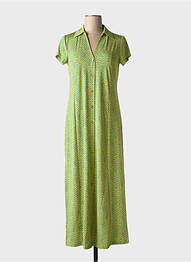 Rochie lungă imprimeu fantezie mâneci scurte verde SURKANA femme