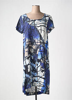 Rochie midi imprimeu fantezie mâneci scurte albastru K femeie