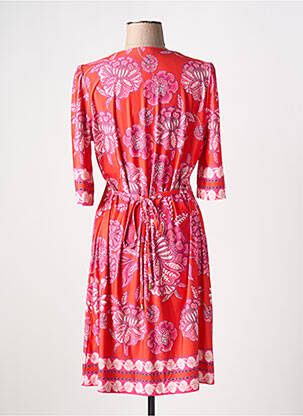 Rochie midi imprimeu floral mâneci scurte portocaliu K-DESIGN femeie