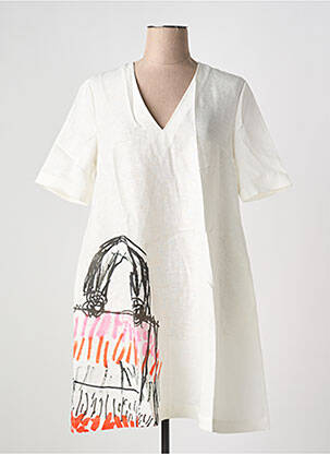 Rochie scurtă mâneci scurte mâneci scurte bej CHARMING SMILE femeie