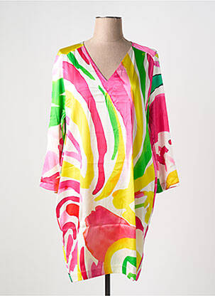 Rochie scurtă croială fluidă mâneci 3/4 roz CHARMING SMILE femeie