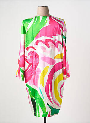 Rochie scurtă croială fluidă mâneci 3/4 roz CHARMING SMILE femeie