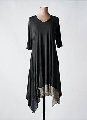 Rochie lungă țesătură poplin mâneci 3/4 negru OZAI N KU femeie