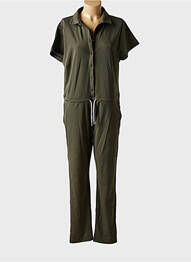 Salopetă-pantalon închidere cu nasturi pe față mâneci scurte verde HBT femme
