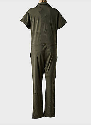 Salopetă-pantalon închidere cu nasturi pe față mâneci scurte verde HBT femeie