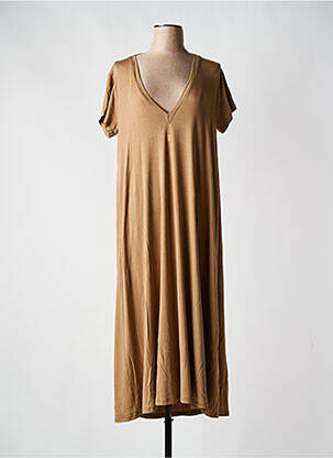 Rochie midi mâneci scurte mâneci scurte maro PLEASE femeie