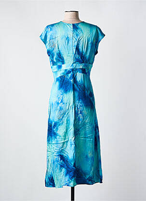 Rochie midi imprimeu fantezie mâneci scurte albastru GOA GOA femeie