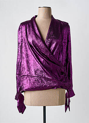 Top guler în v mâneci lungi violet SEASON femeie