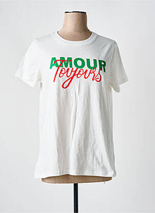 Tricou serigrafie flockată mâneci scurte alb JUBYLEE femeie