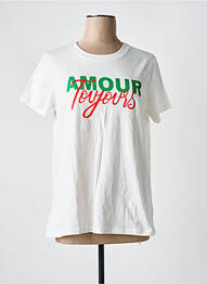 Tricou serigrafie flockată mâneci scurte alb JUBYLEE femeie