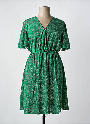 Rochie midi țesătură crep mâneci scurte verde WORLD FASHION femeie