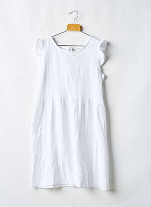 Rochie midi mâneci scurte mâneci scurte alb PM MERE & FILLE fată