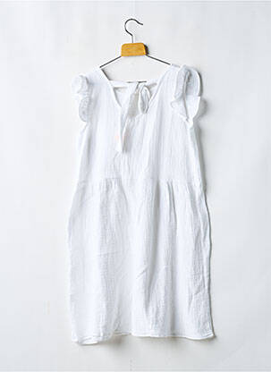 Rochie midi mâneci scurte mâneci scurte alb PM MERE & FILLE fată