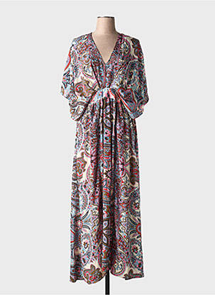 Rochie lungă imprimeu fantezie mâneci scurte albastru GOLD & SILVER femeie