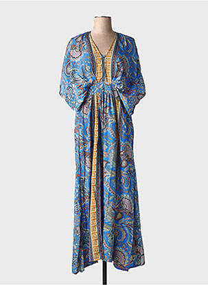 Rochie lungă imprimeu fantezie mâneci scurte albastru GOLD & SILVER femeie