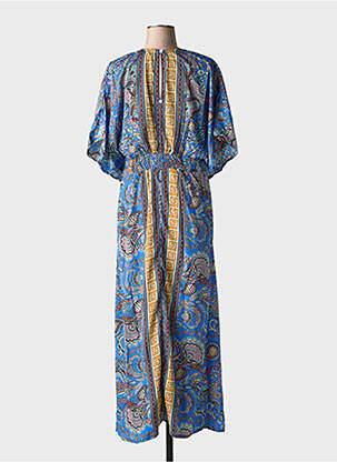 Rochie lungă imprimeu fantezie mâneci scurte albastru GOLD & SILVER femeie