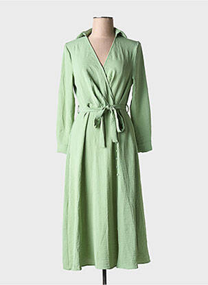 Rochie midi țesătură crep mâneci lungi verde KILKY femeie