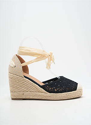 Espadrile închidere cu șireturi toc de 7 la 9 cm negru IDEAL SHOES femeie