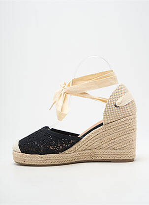Espadrile închidere cu șireturi toc de 7 la 9 cm negru IDEAL SHOES femeie