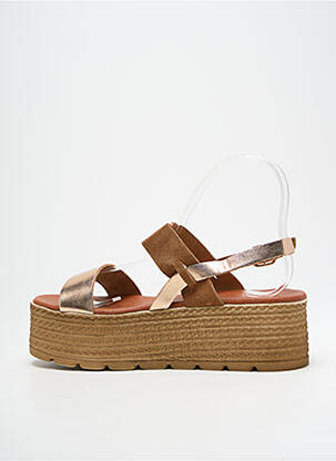Sandale/pantofi decupați material neted toc de 4 la 6 cm maro MES JOLIS NU PIEDS femeie