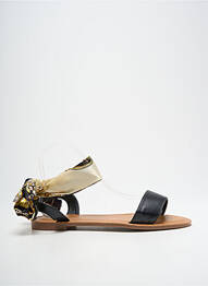 Sandale/pantofi decupați chiquet toc plat până la 3 cm negru QUEEN femeie