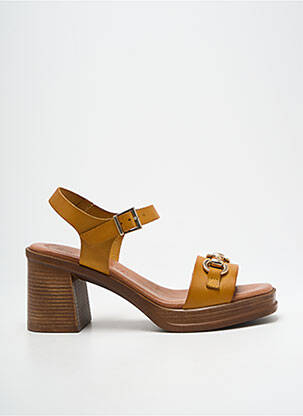 Sandale/pantofi decupați material neted toc de 7 la 9 cm galben EVA FRUTOS femeie