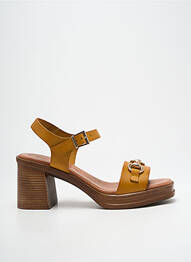 Sandale/pantofi decupați material neted toc de 7 la 9 cm galben EVA FRUTOS femme