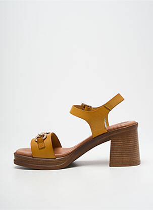 Sandale/pantofi decupați material neted toc de 7 la 9 cm galben EVA FRUTOS femeie