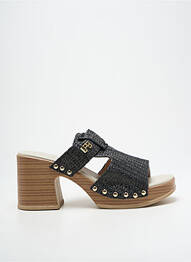 Mulete/saboți țesătură satinată toc de 7 la 9 cm negru LPB femme
