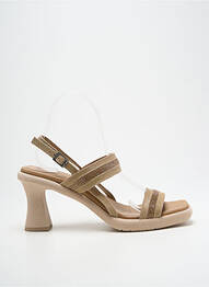 Sandale/pantofi decupați țesătură satinată toc de 7 la 9 cm maro PORRONET femme