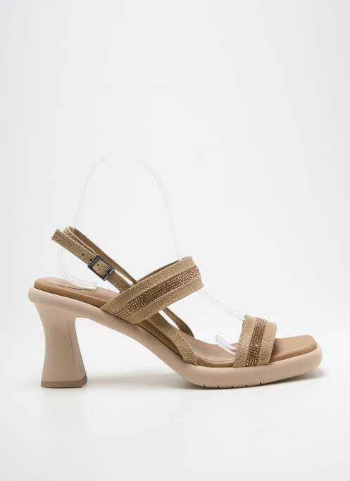 Sandale/pantofi decupați țesătură satinată toc de 7 la 9 cm maro PORRONET femme