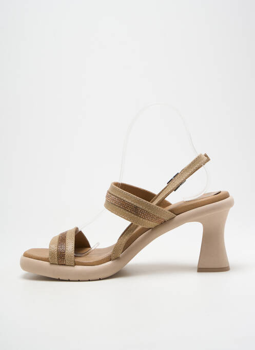 Sandale/pantofi decupați țesătură satinată toc de 7 la 9 cm maro PORRONET femme