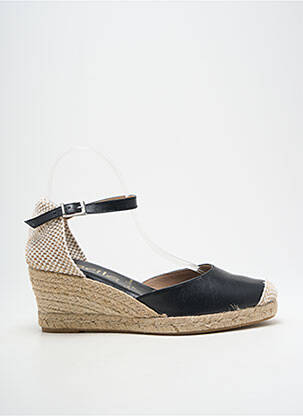 Espadrile țesătură satinată toc de 7 la 9 cm negru MARILA femeie