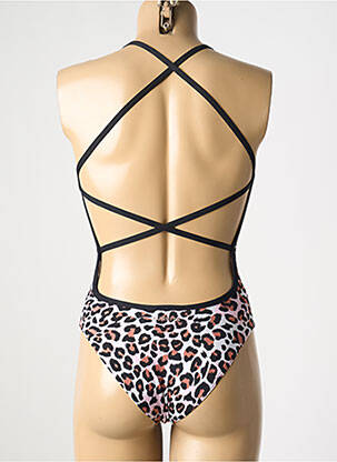Costum de baie dintr-o singură piesă efect material satinat sutien cupe întregi cu decolteu înalt negru FUNKITA femeie