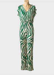 Salopetă-pantalon mâneci scurte mâneci scurte verde MORGAN femme