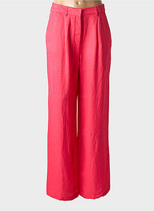 Pantalon larg țesătură crep talie înaltă roz SALSA femeie