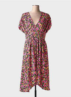 Rochie midi imprimeu fantezie mâneci lungi roz MOLLY BRACKEN femeie
