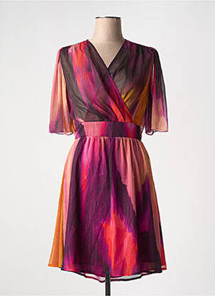 Rochie midi croială fluidă mâneci scurte violet MORGAN femeie