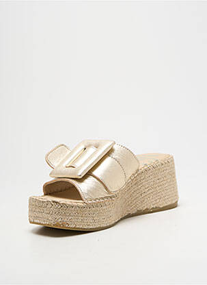 Espadrile țesătură satinată toc de 4 la 6 cm auriu VIDORRETA femeie