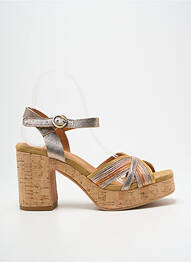 Sandale/pantofi decupați semi compensat toc de 7 la 9 cm argintiu MINKA DESIGN femme