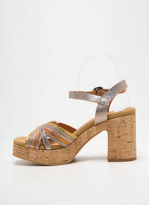 Sandale/pantofi decupați semi compensat toc de 7 la 9 cm argintiu MINKA DESIGN femeie