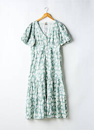 Rochie lungă țesătură poplin mâneci scurte verde 64 femeie