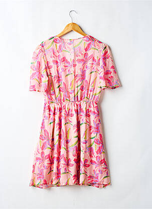 Rochie midi imprimeu floral mâneci scurte roz FLAMANT ROSE femeie