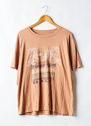Tricou serigrafie flockată mâneci scurte maro ROXY femeie