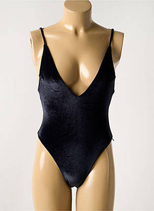 Costum de baie dintr-o singură piesă efect material satinat top triunghiuri negru SWIMETIS femeie