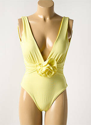 Costum de baie dintr-o singură piesă efect material satinat top sutien modelat galben GARCONNE femeie