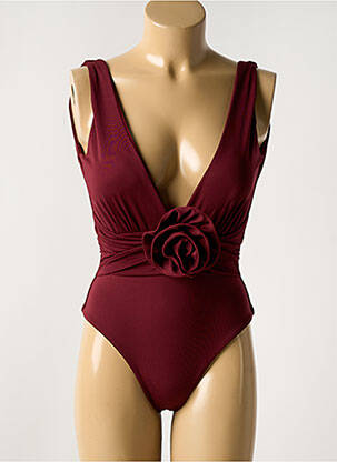 Costum de baie dintr-o singură piesă efect material satinat top sutien modelat roșu GARCONNE femeie