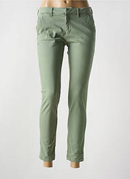 Pantalon chino țesătură poplin mărime normală verde REIKO femeie