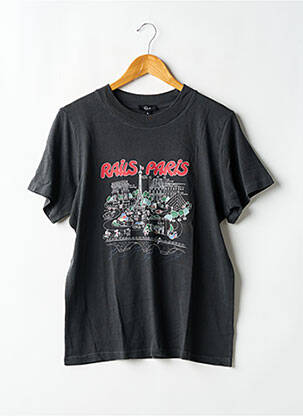 Tricou croială dreaptă mâneci scurte gri RAILS femeie